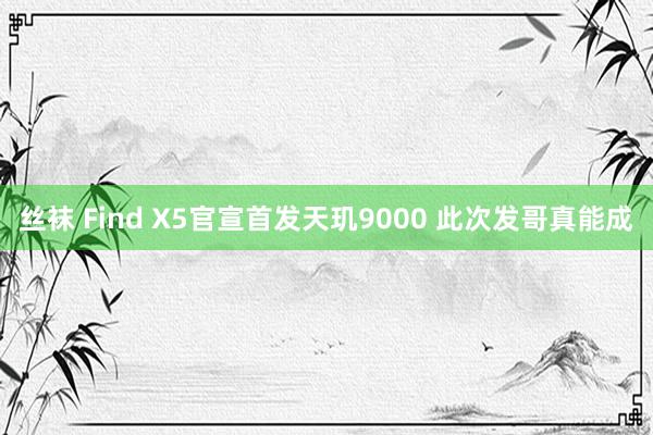 丝袜 Find X5官宣首发天玑9000 此次发哥真能成