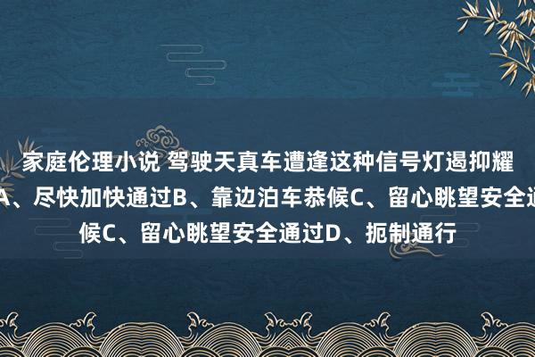 家庭伦理小说 驾驶天真车遭逢这种信号灯遏抑耀眼时如何行驶？A、尽快加快通过B、靠边泊车恭候C、留心眺望安全通过D、扼制通行