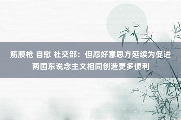 筋膜枪 自慰 社交部：但愿好意思方延续为促进两国东说念主文相同创造更多便利