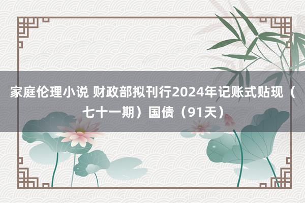 家庭伦理小说 财政部拟刊行2024年记账式贴现（七十一期）国债（91天）